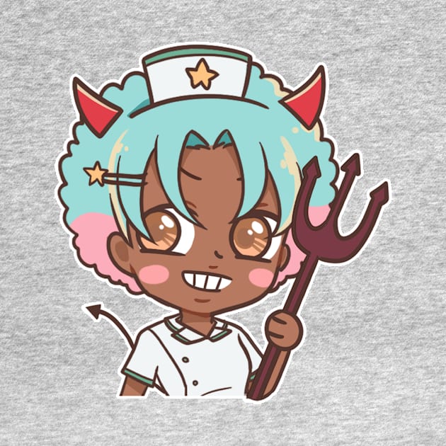 Little Devil! Nurse Seiza Anime Character T-Shirt by zim9